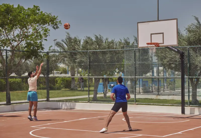 The Hilton Salwa Beach resort basketball court